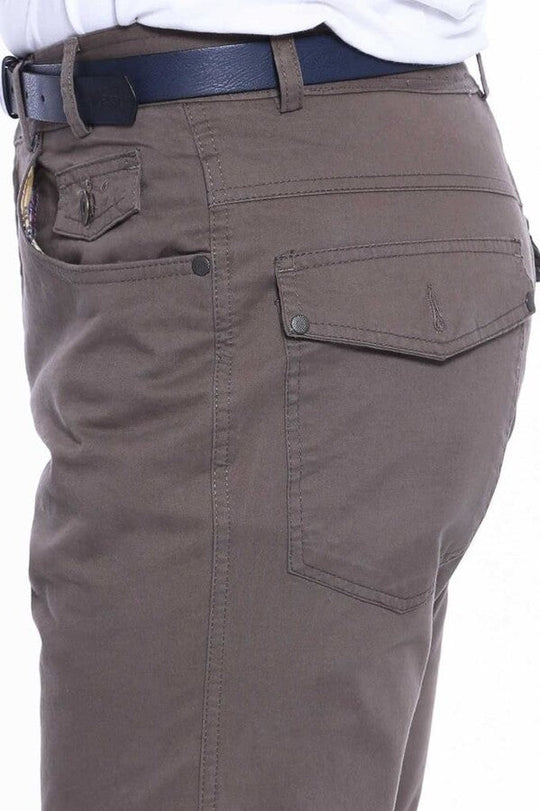 Brown Slim Fit Suede Cotton Covered Pocket Trousers – Wessi