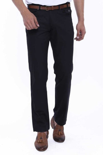 Black Slim Fit Suede Cotton Covered Pocket Trousers – Wessi