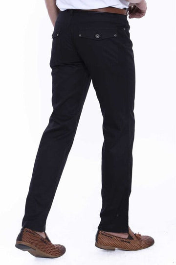 Black Slim Fit Suede Cotton Covered Pocket Trousers – Wessi