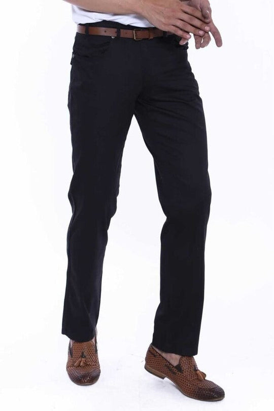 Black Slim Fit Suede Cotton Covered Pocket Trousers – Wessi