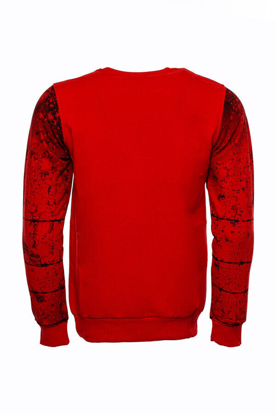 Red Slim Fit Eagle Print Crew Neck Sweatshirt | Wessi
