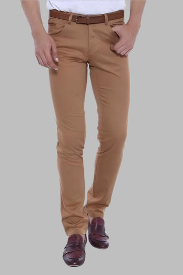 Tan Slim Fit Plain Cotton Trousers – Wessi