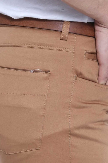 Tan Slim Fit Plain Cotton Trousers – Wessi