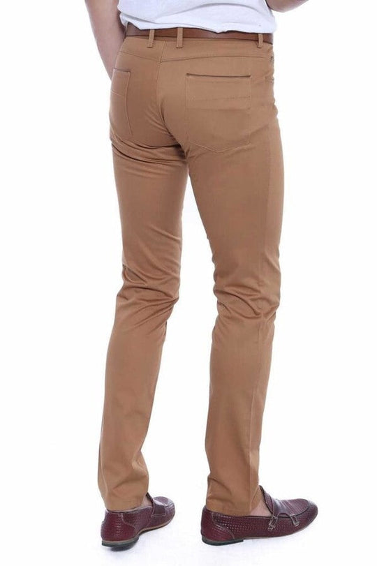Tan Slim Fit Plain Cotton Trousers – Wessi