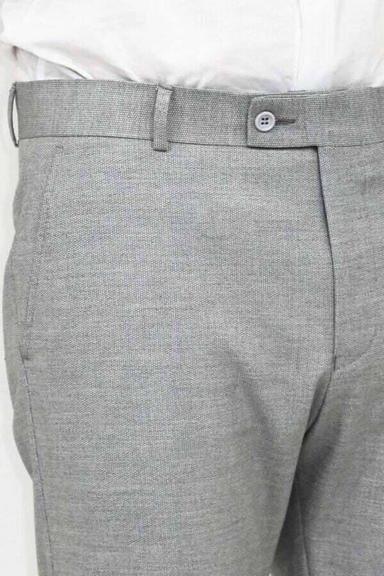 Grey Slim Fit Patterned Trousers – Wessi