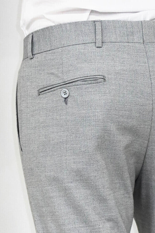 Grey Slim Fit Patterned Trousers – Wessi
