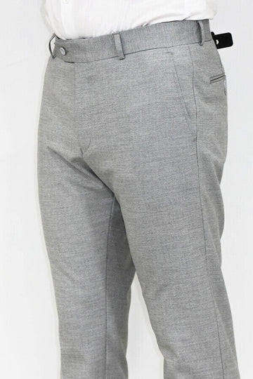 Grey Slim Fit Patterned Trousers – Wessi