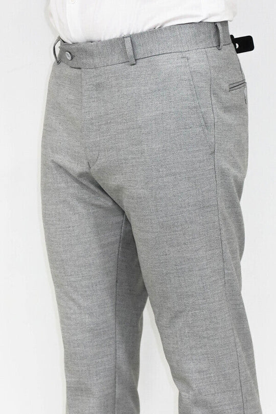 Grey Slim Fit Patterned Trousers – Wessi