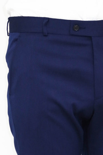 Dark Blue Slim Fit Plain Trousers – Wessi