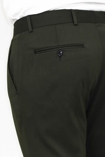 Green Slim Fit Plain Dress Trousers – Wessi