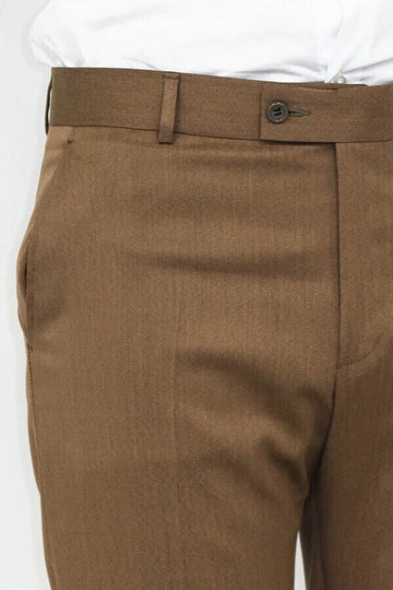 Tan Slim Fit Plain Trousers – Wessi