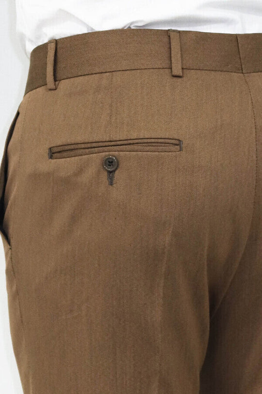 Tan Slim Fit Plain Trousers – Wessi