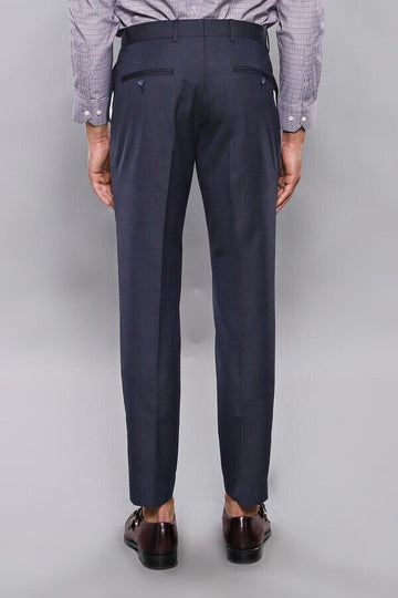 Navy Blue Slim Fit Striped Trousers – Wessi