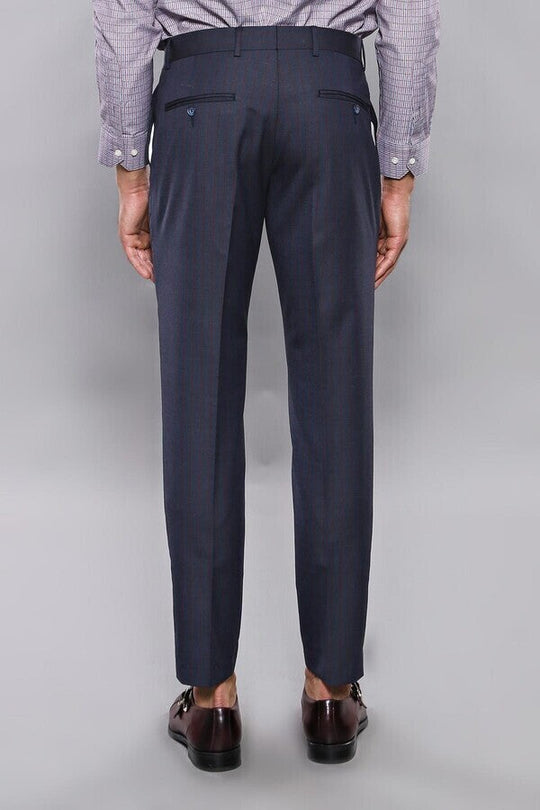 Navy Blue Slim Fit Striped Trousers – Wessi