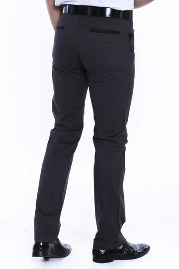 Anthracite Slim Fit Plain Suede-Touch Cotton Trousers – Wessi