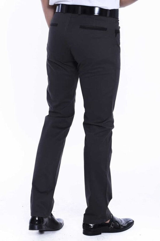 Anthracite Slim Fit Plain Suede-Touch Cotton Trousers – Wessi