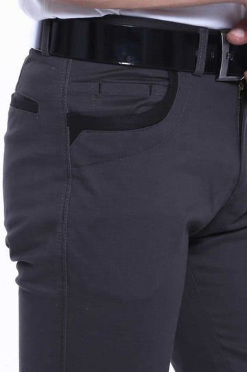 Anthracite Slim Fit Plain Suede-Touch Cotton Trousers – Wessi