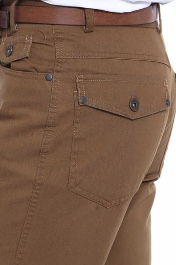 Tan Slim Fit Suede Cotton Flap Pocket Trousers – Wessi