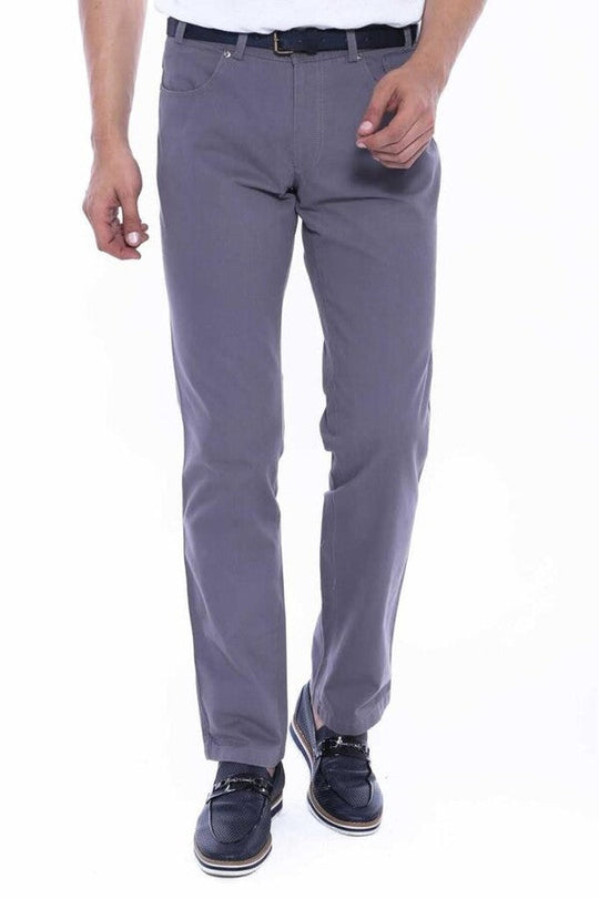 Grey Slim Fit Suede Cotton Flap Pocket Trousers – Wessi
