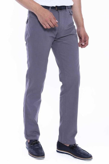 Grey Slim Fit Suede Cotton Flap Pocket Trousers – Wessi