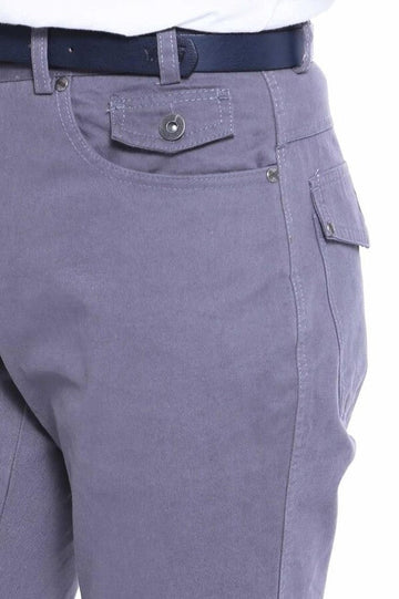 Grey Slim Fit Suede Cotton Flap Pocket Trousers – Wessi