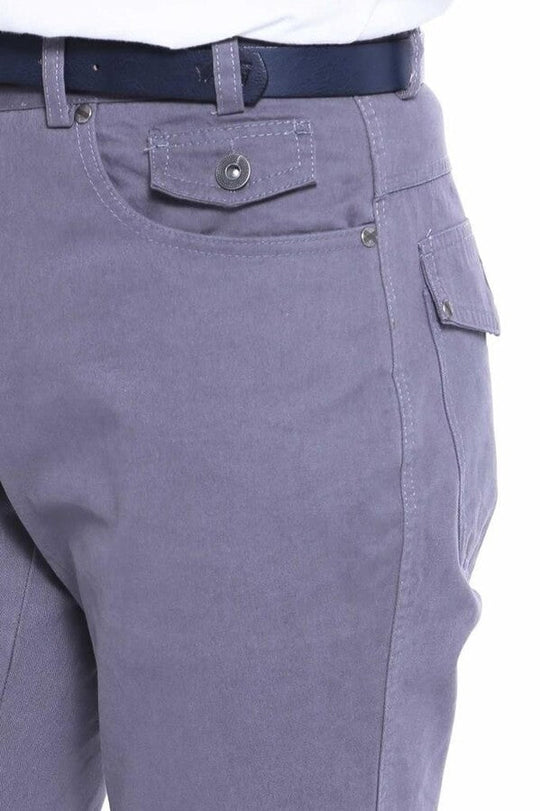 Grey Slim Fit Suede Cotton Flap Pocket Trousers – Wessi