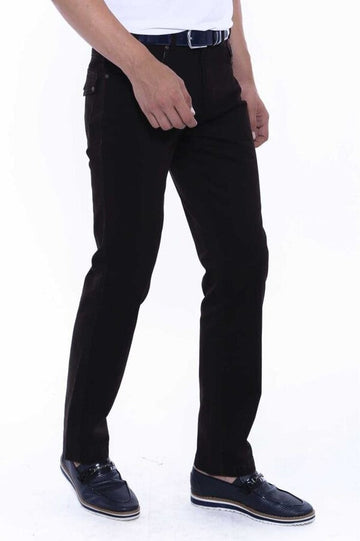 Dark Brown Slim Fit Suede Cotton Flap Pocket Trousers – Wessi