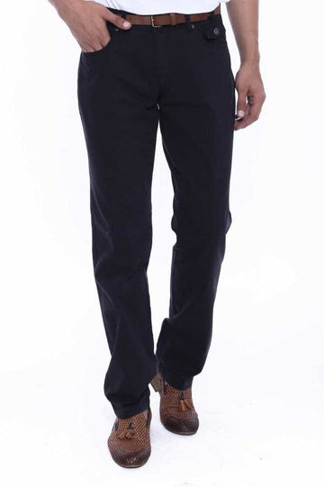 Black Slim Fit Plain Covered Pocket Suede-Touch Cotton Trousers – Wessi