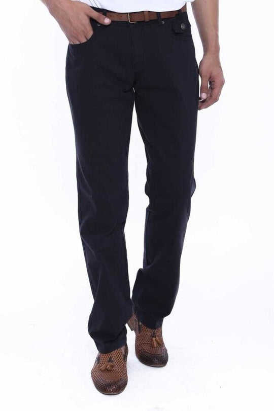 Black Slim Fit Plain Covered Pocket Suede-Touch Cotton Trousers – Wessi