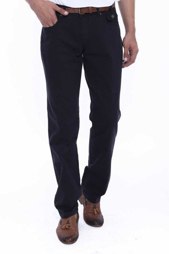 Black Slim Fit Plain Covered Pocket Suede-Touch Cotton Trousers – Wessi