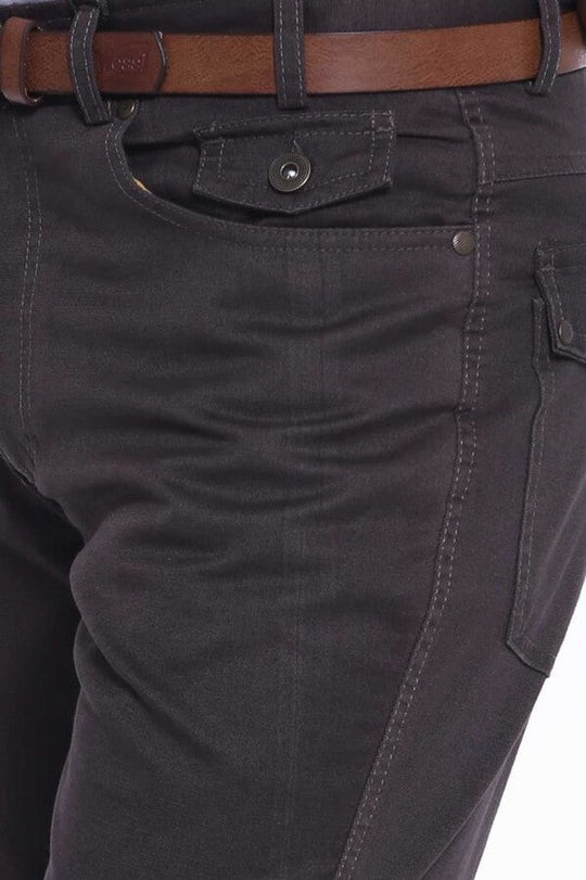 Dark Brown Slim Fit Suede Cotton Flap Pocket Trousers – Wessi