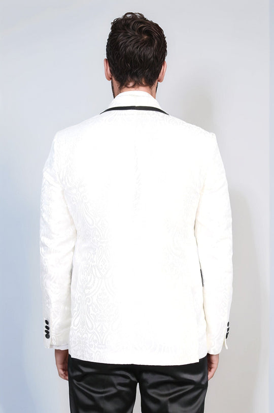 Men's White Damask Shawl Collar 2-Piece Tuxedo