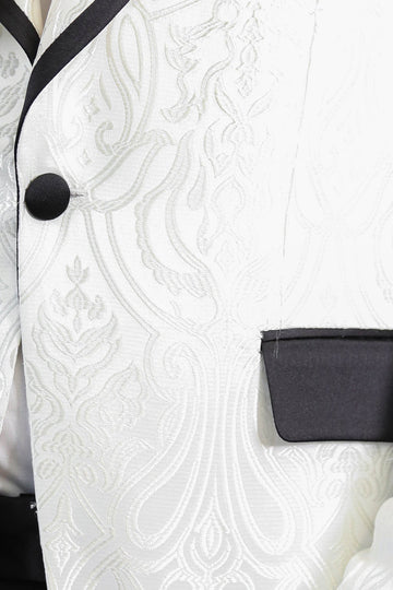 Men's White Damask Shawl Collar 2-Piece Tuxedo