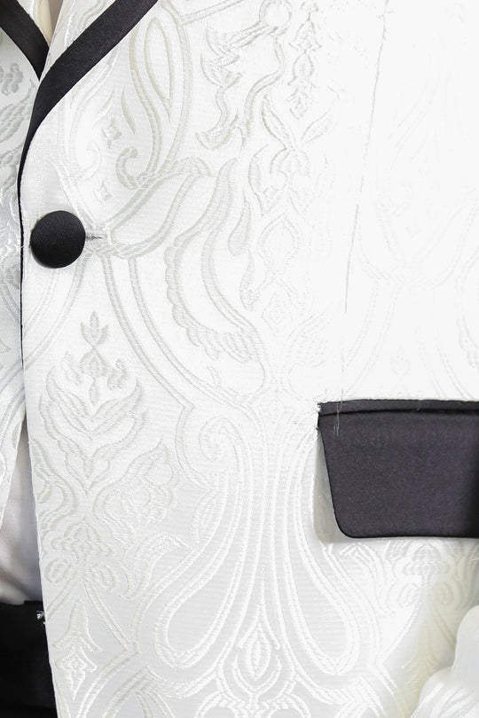 Men's White Damask Shawl Collar 2-Piece Tuxedo