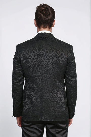 Men's Black Damask Shawl Collar 2-Piece Tuxedo