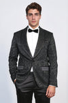 Men's Black Damask Shawl Collar 2-Piece Tuxedo