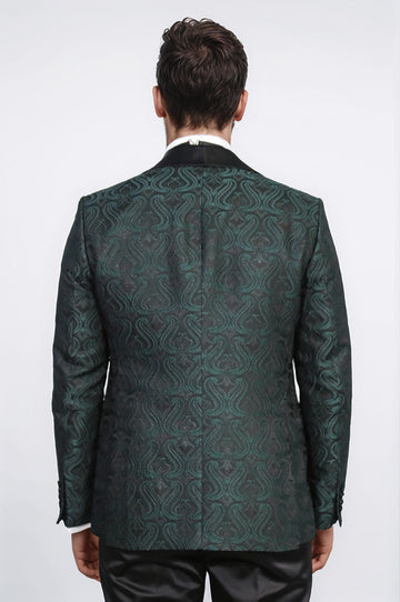 Men's Green Wavy Pattern 3-Piece Tuxedo