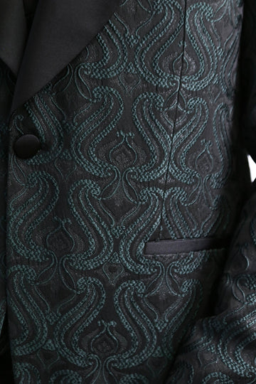 Men's Green Wavy Pattern 3-Piece Tuxedo