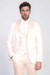 Men's Powder Pink Wavy Pattern 3-Piece Tuxedo