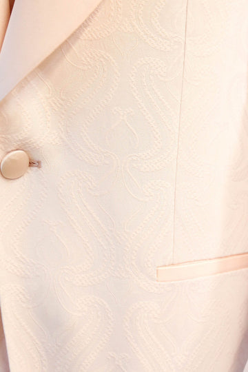 Men's Powder Pink Wavy Pattern 3-Piece Tuxedo