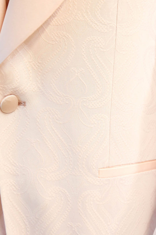 Men's Powder Pink Wavy Pattern 3-Piece Tuxedo