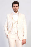 Men's Cream Wavy Pattern 3-Piece Tuxedo
