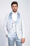 Men's Ice Blue Wavy Pattern 3-Piece Tuxedo