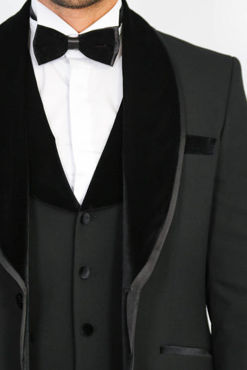 Men's Black Velvet Shawl Collar 3-Piece Tuxedo