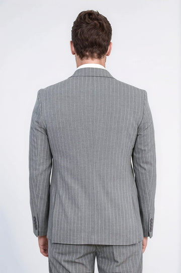 Men's Grey Pinstripe 3-Piece Suit with Waistcoat