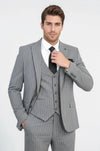 Men's Grey Pinstripe 3-Piece Suit with Waistcoat
