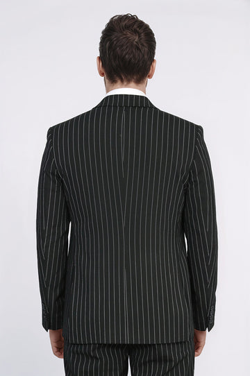 Men's Black Pinstripe 3-Piece Suit with Waistcoat