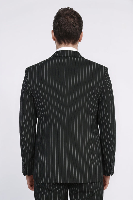 Men's Black Pinstripe 3-Piece Suit with Waistcoat