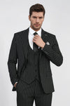 Men's Black Pinstripe 3-Piece Suit with Waistcoat