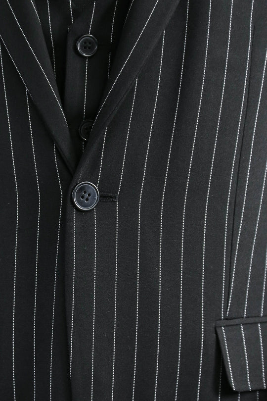 Men's Black Pinstripe 3-Piece Suit with Waistcoat